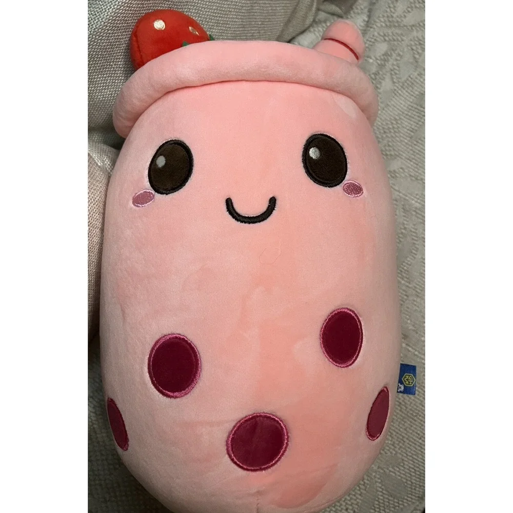 New Cute Bubble Cup Strawberry Milk Tea Boba Soft Stuffed Plush Pillow Kawaii
